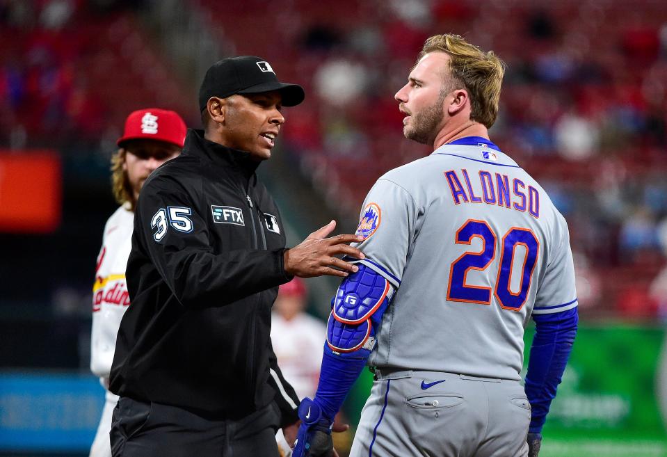 Pete Alonso was hit in the head by a pitch from Cardinals reliever Kody Whitley on Tuesday.