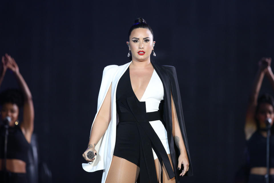 Demi Lovato at the Rock in Rio Lisboa music festival in Portugal on June 24. (Pedro Fiúza/NurPhoto/Getty Images)