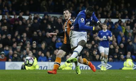 Britain Football Soccer - Everton v Hull City - Premier League - Goodison Park - 18/3/17 Everton's Romelu Lukaku scores their third goal Reuters / Andrew Yates Livepic