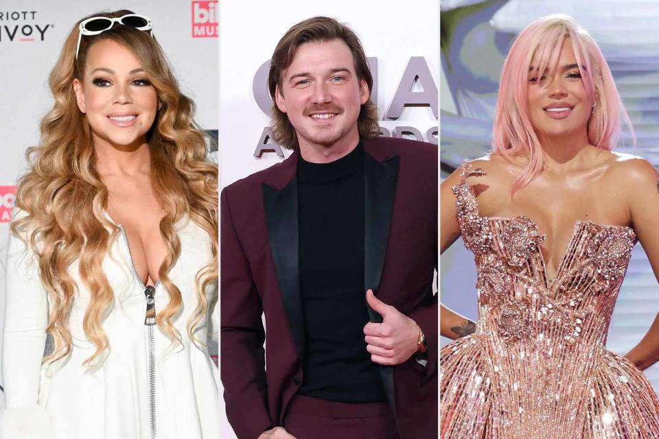 <p>Getty</p> Mariah Carey; Morgan Wallen; Karol G