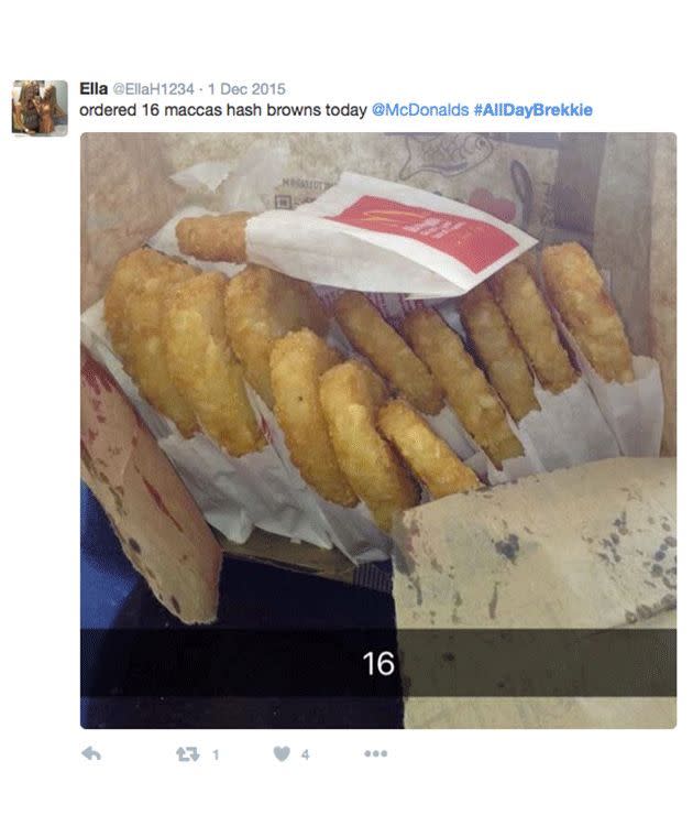 Hash browns for this guy all day every day. Photo: Twitter