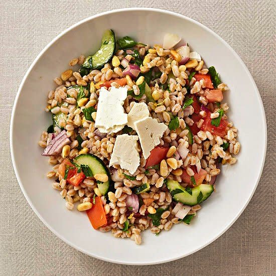 Grain bowls make mealtime a breeze and feature fresh, healthy ingredients. Thanks to the nature of meals in a bowl, each of these grain bowl recipes include multiple food groups. Don't feel like you have to stick strictly to the recipe—add an egg to your quinoa bowl, swap goat cheese for feta, or switch up the grain called for and use your favorite.