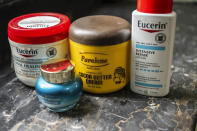 Mia Hall, 14, regular skincare products on display on Thursday, Aug. 29, 2024, in Bronx borough of New York. (AP Photo/Brittainy Newman)