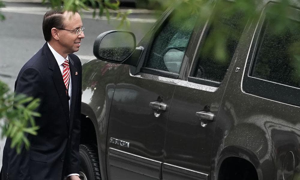 Rod Rosenstein leaves after a meeting at the White House Monday in Washington DC. 