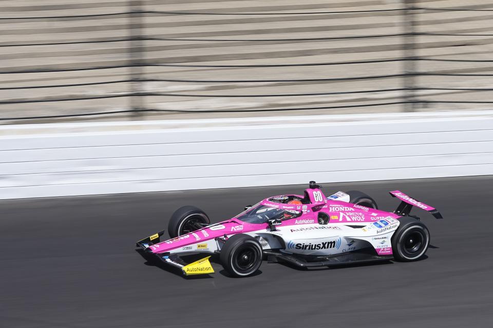 Simon Pagenaud, of France, drives during final practice for the Indianapolis 500 auto race at Indianapolis Motor Speedway, Friday, May 26, 2023, in Indianapolis. (AP Photo/Darron Cummings)