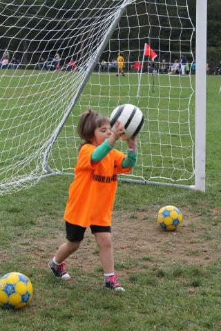 Emily Santarpia of Taunton at the 4 here plays soccer for a youth league in Fall River. Emily, who played soccer from age 3 - 8, died in January, 2023 at the age of 13 from complications from a rare genetic condition called isodicentric 15 .