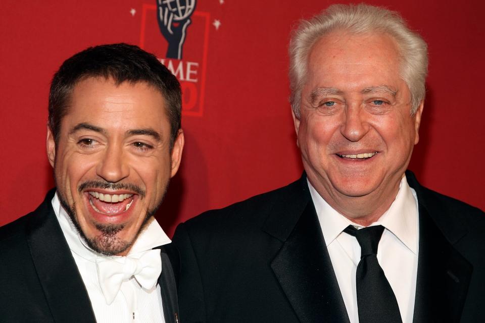 Actor Robert Downey Jr. and father Robert Downey Sr. arrive at TIME's 100 Most Influential People Gala at Frederick P. Rose Hall on May 08, 2008 in New York City.