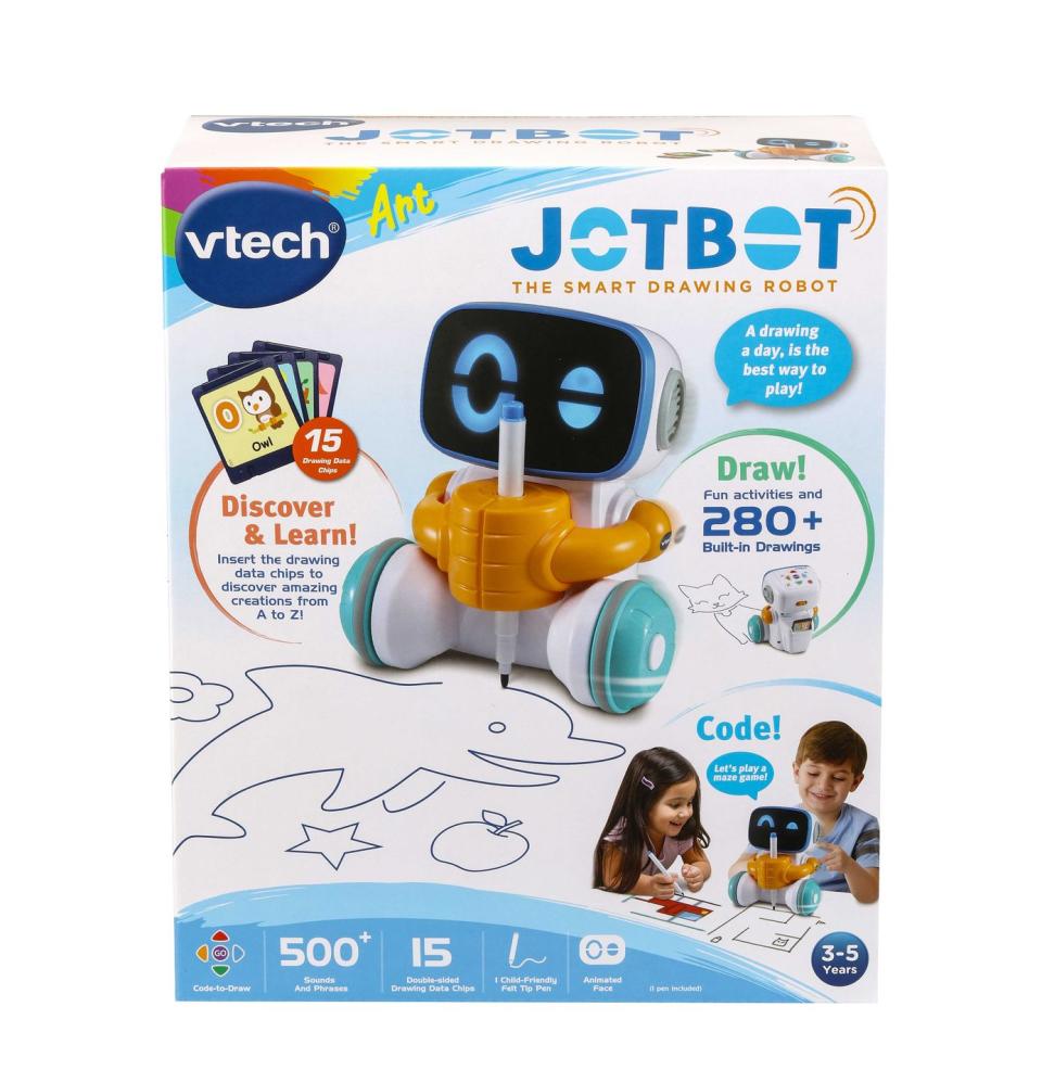 <p>Tipped to surge in popularity this Christmas, Vtech's JotBot draws according to which data chip is inserted and includes 280+ different built-in drawings to choose from.</p><p><a class="link " href="https://www.johnlewis.com/" rel="nofollow noopener" target="_blank" data-ylk="slk:COMING SOON;elm:context_link;itc:0;sec:content-canvas">COMING SOON</a></p>