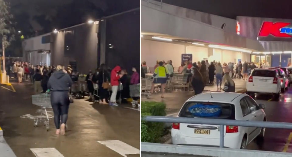 Kmart shoppers queued down the block for a midnight shop. Source: TikTok