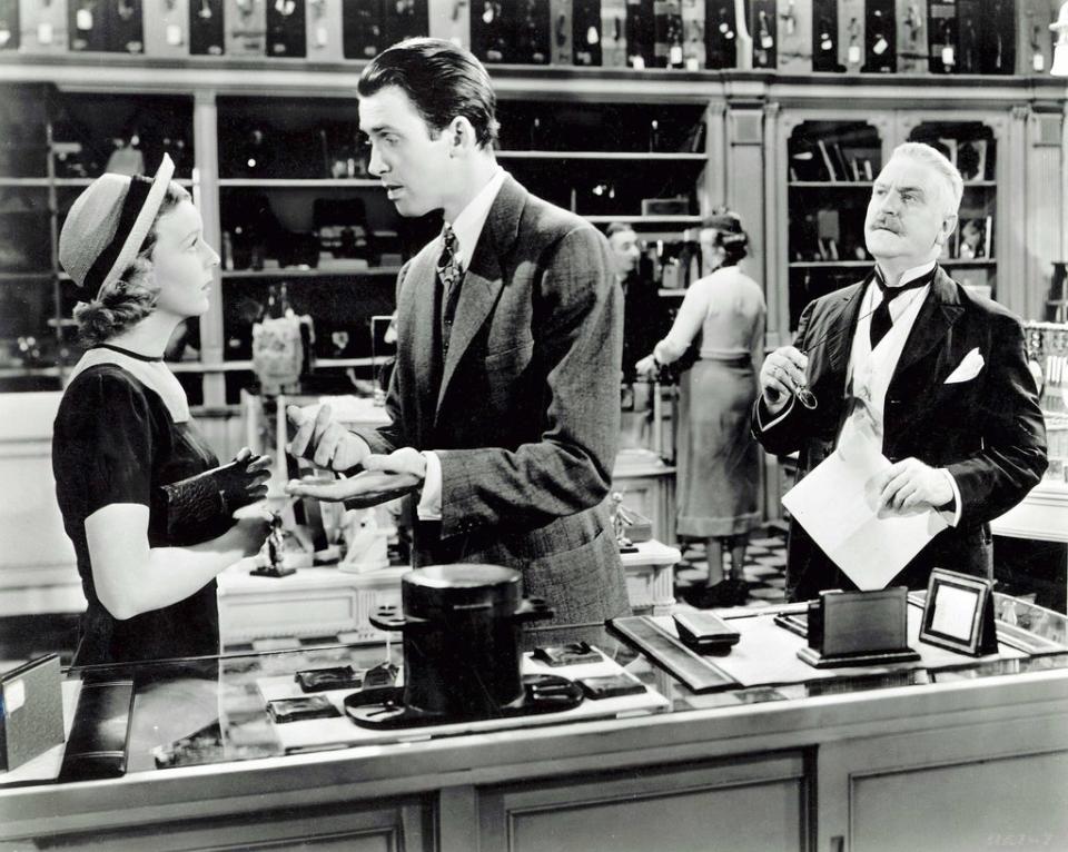 Stewart hints at Alfred’s sexual repression and frustration, as well as his attraction to Klara (Margaret Sullivan), in ‘The Shop Around the Corner’ (1939) (Mgm/Kobal/Shutterstock)