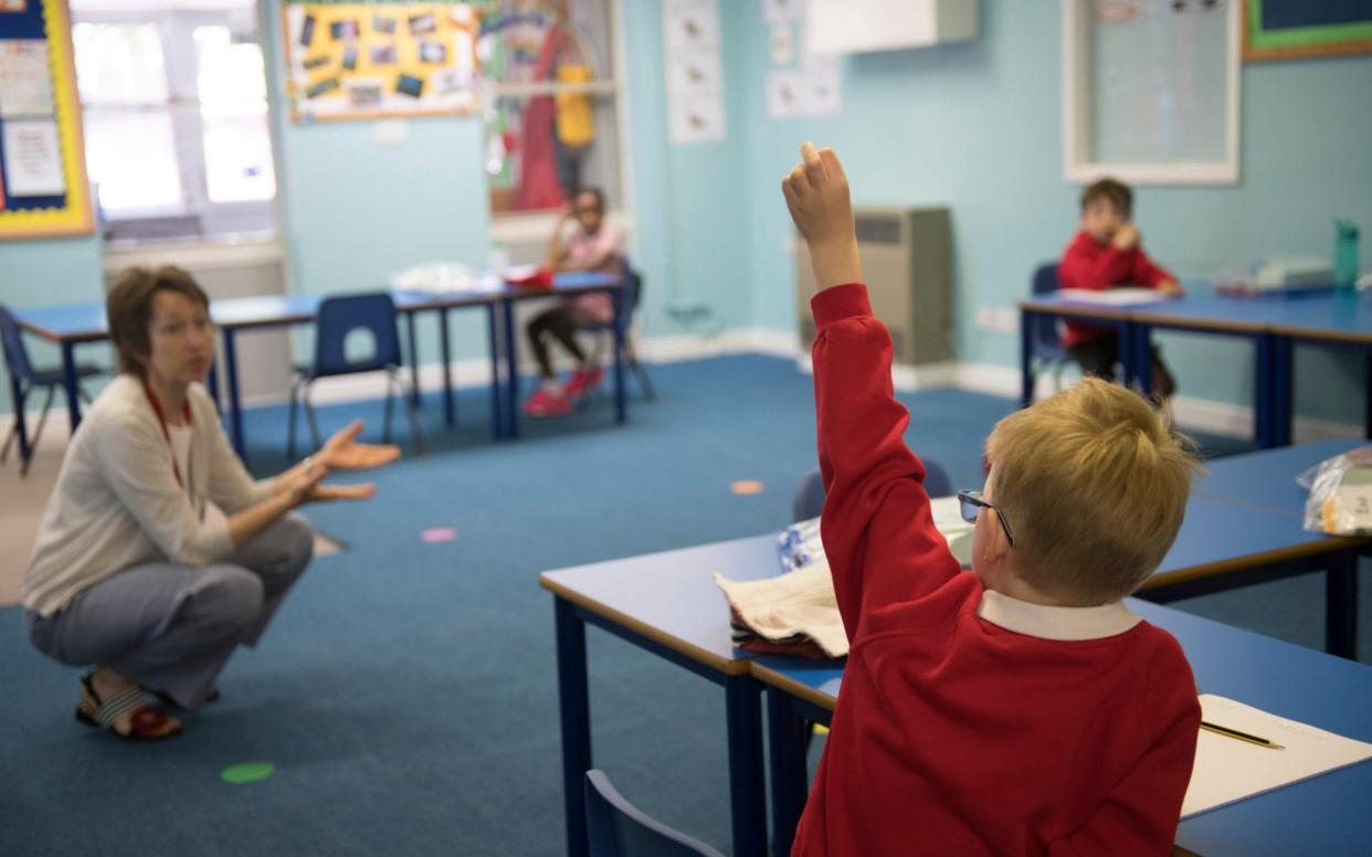 St Albans Catholic Primary School welcomed back students this morning - David Rose for The Telegraph