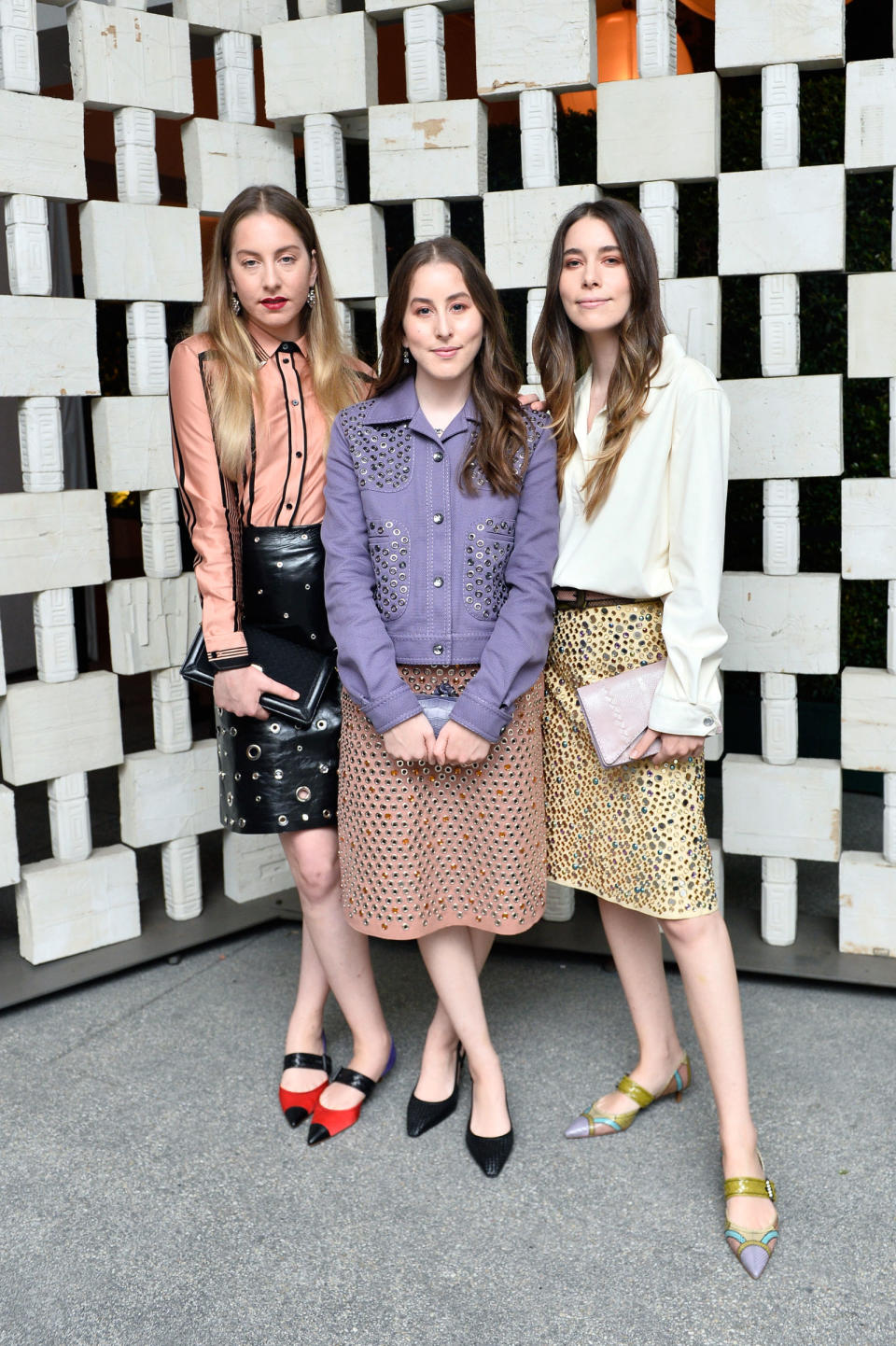 <p>Este, Alana and Danielle Haim in Bottega Veneta at the Hammer Museum's 15th Annual Gala in the Garden, October, 2017.</p>