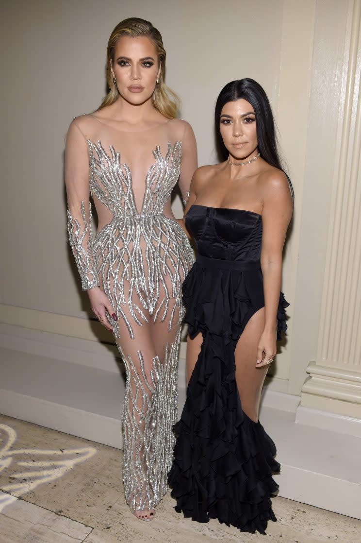 Both Kourtney and Khloe Kardashian wore revealing looks at the 2016 Angel Ball [Photo: Getty]