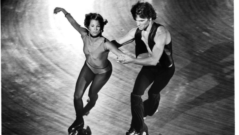 April Allen and Patrick Swayze in Skatetown, U.S.A., 1979