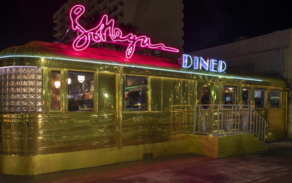 The exterior of the retro diner.