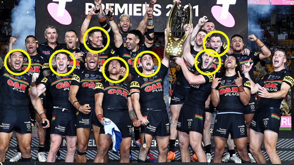 The Penrith Panthers team after the 2021 NRL grand final.
