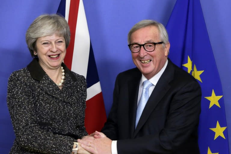 European Commission President Jean-Claude Juncker said ahead of talks with May there was "no room whatsoever for renegotiation"