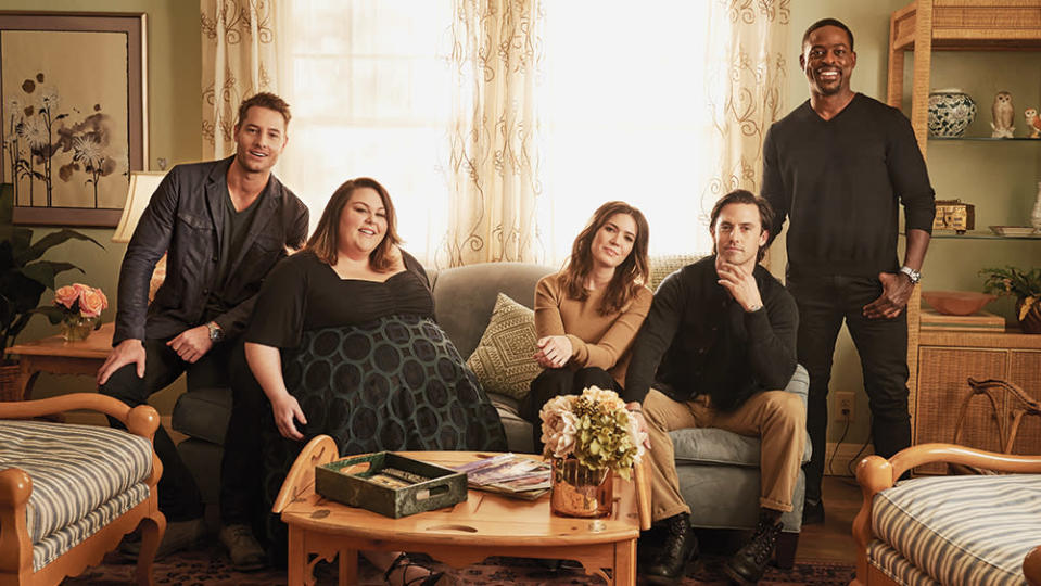 (L-R) Justin Hartley, Chrissy Metz, Mandy Moore, Milo Ventimiglia and Sterling K. Brown photographed for Variety by Bryce Duffy on the set of This Is Us on February 12, 2017 in Los Angeles. - Credit: Bryce Duffy for Variety