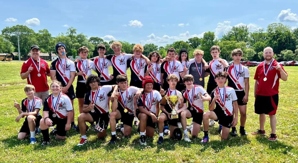 Raptor Rugby Club in Brentwood swept state titles in high school boys, high school girls and middle school boys rugby in May 2022.