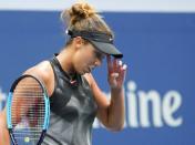 Sept 9, 2017; New York, NY, USA; Madison Keys of the USA after losing a game to Sloan Stephens of the USA in the Women's Final in Ashe Stadium at the USTA Billie Jean King National Tennis Center. Mandatory Credit: Robert Deutsch-USA TODAY Sports