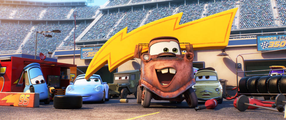 Guido, Sally, Sarge, Mater and Luigi in Cars 3