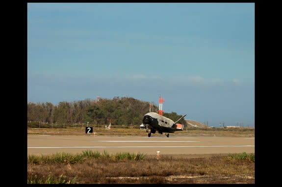 The third mission of the X-37B space plane was completed on Oct. 17, 2014, when it landed and was recovered at Vandenberg Air Force Base in California following 674 days in space.