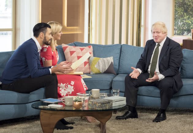 Rylan Clark and Holly Willoughby with Boris Johnson on This Morning in 2016 (Photo: Ken McKay/ITV/Shutterstock)