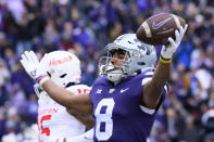 Kansas State wide receiver Phillip Brooks celebrates his touchdown against Houston during the first half of an NCAA college football game in Manhattan, Kan., Saturday, Oct. 28, 2023. (AP Photo/Reed Hoffmann)