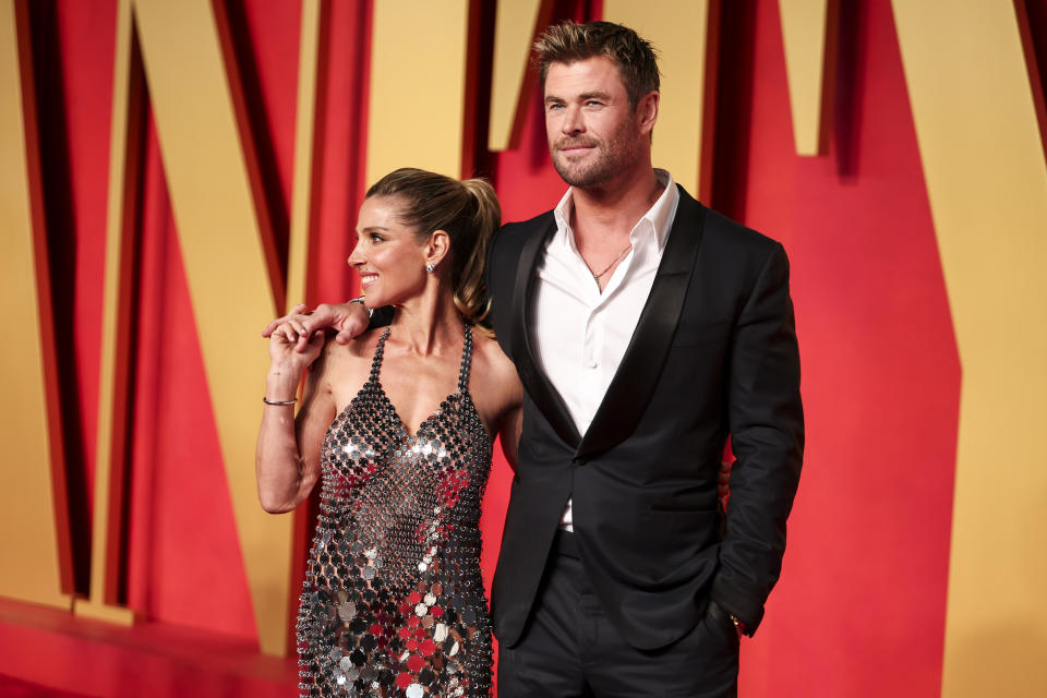 Elsa Pataky and Chris Hemsworth at the 2024 Vanity Fair Oscar Party held at the Wallis Annenberg Center for the Performing Arts on March 10, 2024 in Beverly Hills, California. (Photo by Christopher Polk/Variety via Getty Images)