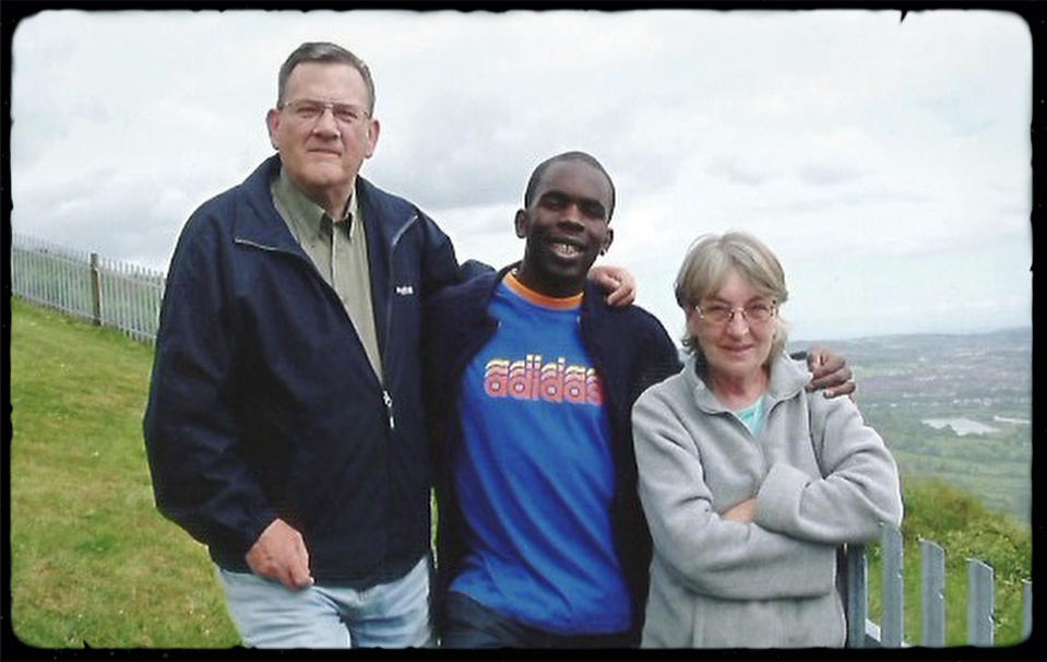 Jimmy Akingbola with his adoptive parents. (Peacock)