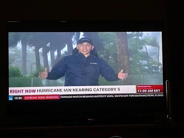 Weather Channel coverage of Hurricane Ian in Fort Myers.