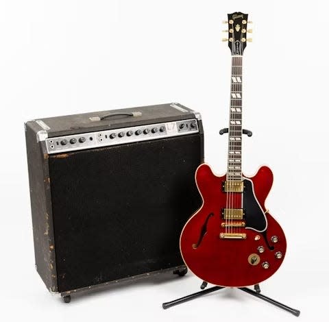 A Gibson ES-345 electric guitar and Lab Series L7 amplifier used by Nashville-based guitarist Johnny Jones