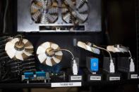 A rack of application-specific integrated circuits (ASICs) and block erupters used in Bitcoin mining are pictured at the Plug and Play Tech Center in Sunnyvale, California October 28, 2013. REUTERS/Stephen Lam