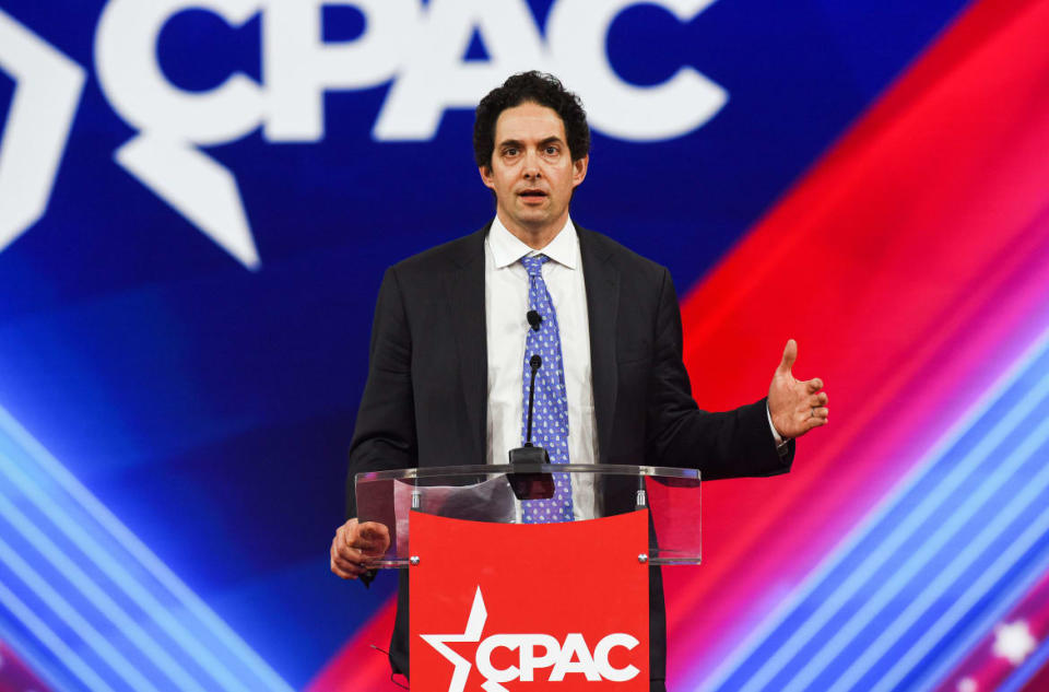 <div class="inline-image__caption"><p>Former <em>New York Times</em> reporter and COVID-19 vaccine critic Alex Berenson addresses attendees on day one of Orlando's 2022 Conservative Political Action Conference (CPAC). </p></div> <div class="inline-image__credit">Paul Hennessy/SOPA Images/LightRocket via Getty Images</div>