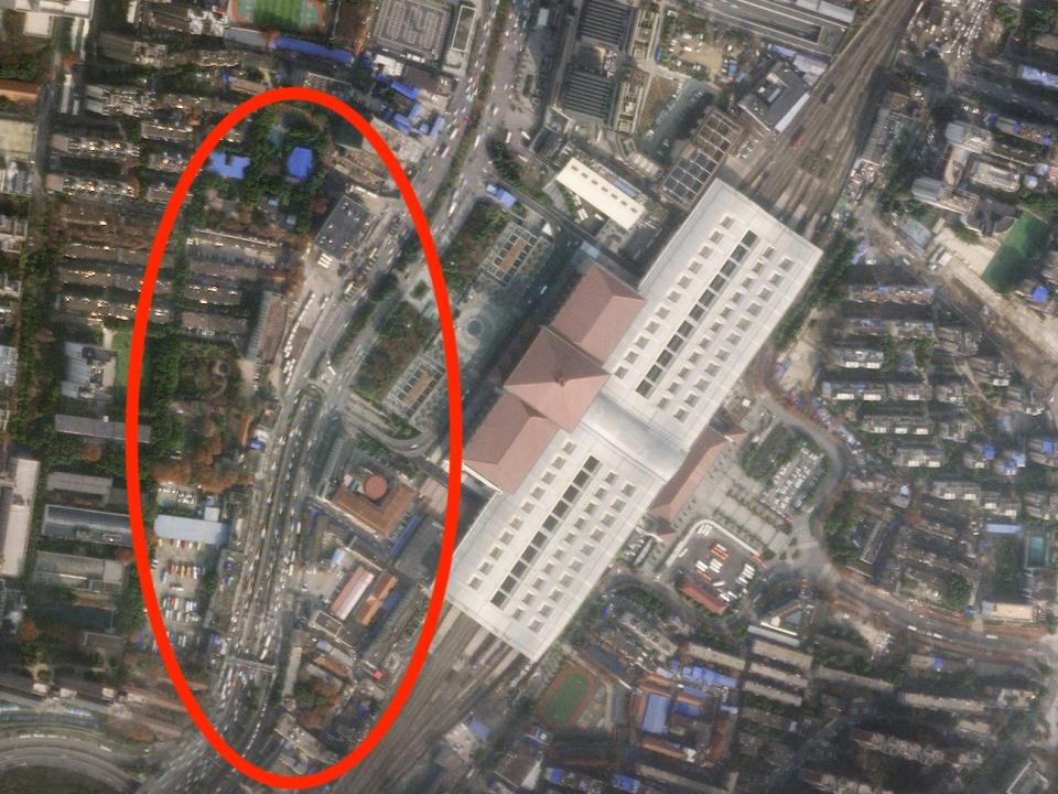 A satellite image shows the Wuchang Railway Station in Wuhan, China, January 12, 2020, before the city is put under virtual lockdown due to the outbreak of the new coronavirus.