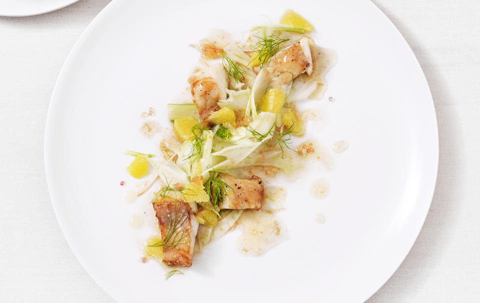 Marinated poached cod with orange and fennel salad. Source: Angostura