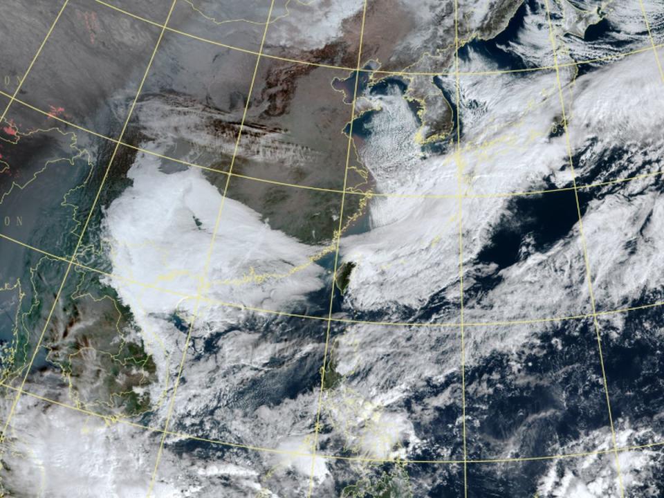 另一波寒流逐漸南下，今天越晚越冷（圖：中央氣象局）