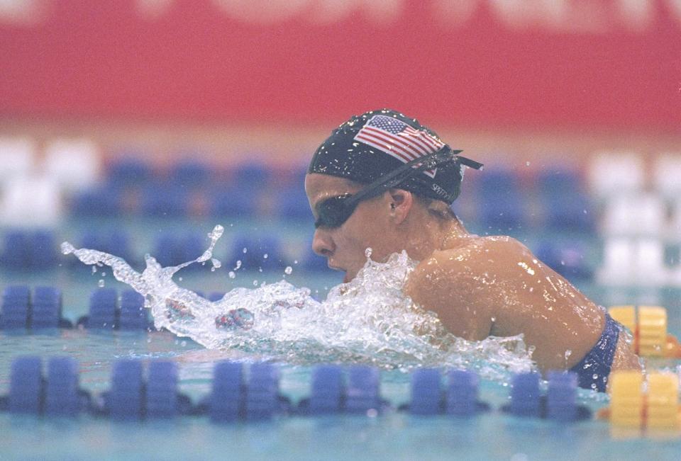 Jamie Cail of the United States performs during the Pan Pacific Swim Championships in Fukuoka City, Japan (Getty Images)