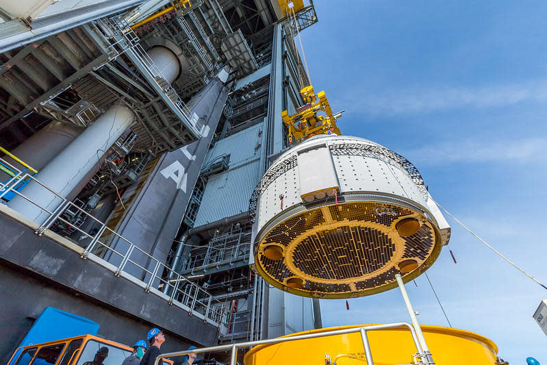 Another shot of the Starliner's service module as the spacecraft lifted off for attachment to the Atlas 5 launch vehicle. / Credit: United Launch Alliance