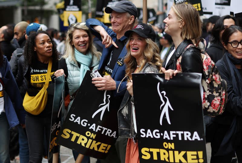 FILE PHOTO: Striking SAG-AFTRA actors walk picket line in New York City