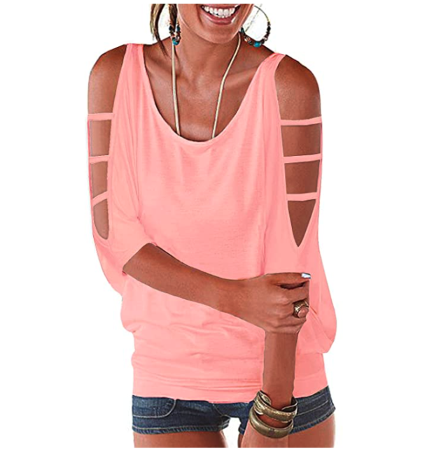 Ranphee Women's Hollowed Out Shoulder Top. Image via Amazon.
