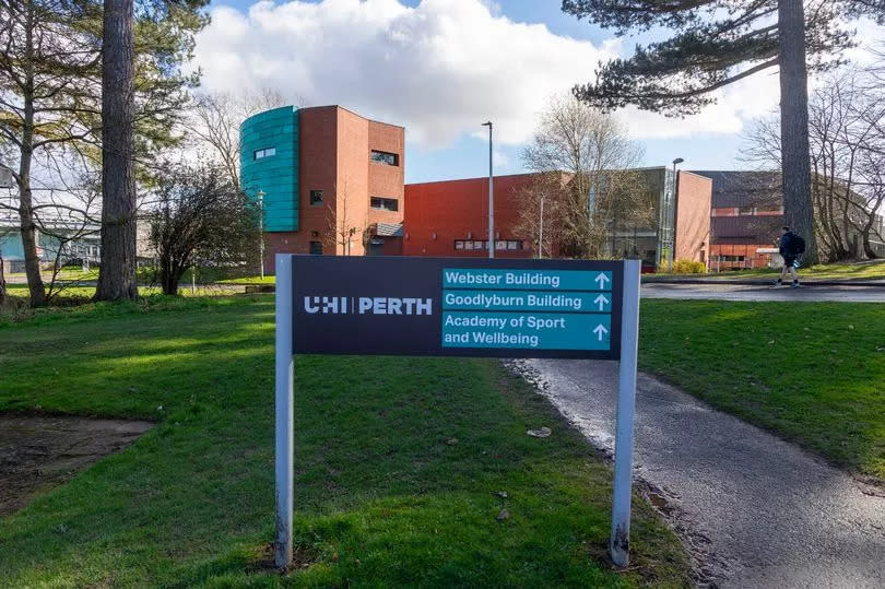 A general view of UHI Perth with building sign in front
