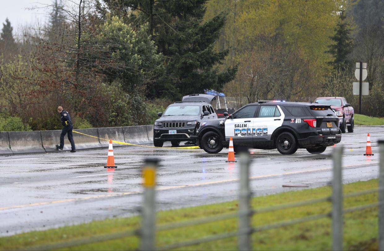 Salem Police on Monday morning investigate a shooting in which an Oregon State Police officer shot and killed an individual on Interstate 5.