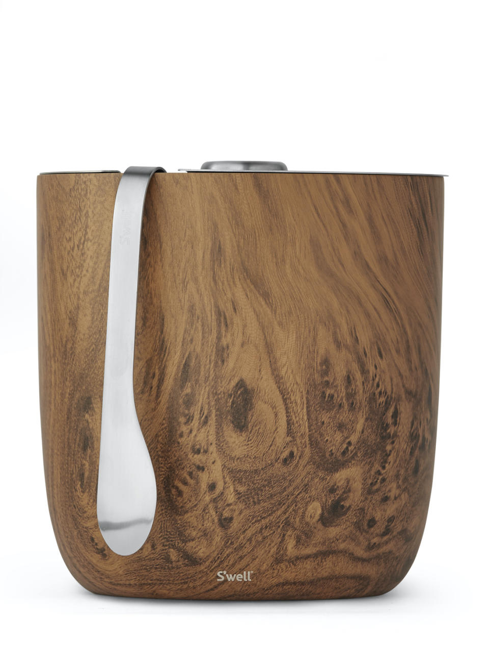 Teakwood Ice Bucket and Tongs