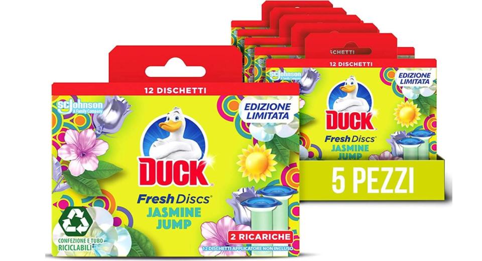 Duck Fresh Discs - Formato Scorta Da 10 Ricariche Da 6 Dischi Gel Igienizzanti Wc, Profumo Jasmine Jump