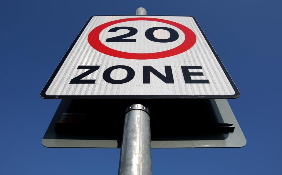 File photo dated 21/04/09 of a general view of a 20mph speed limit sign, as drivers are being warned not to rely on sat navs for the speed limit on Welsh roads when a cut from 30mph to 20mph is imposed from Sunday.