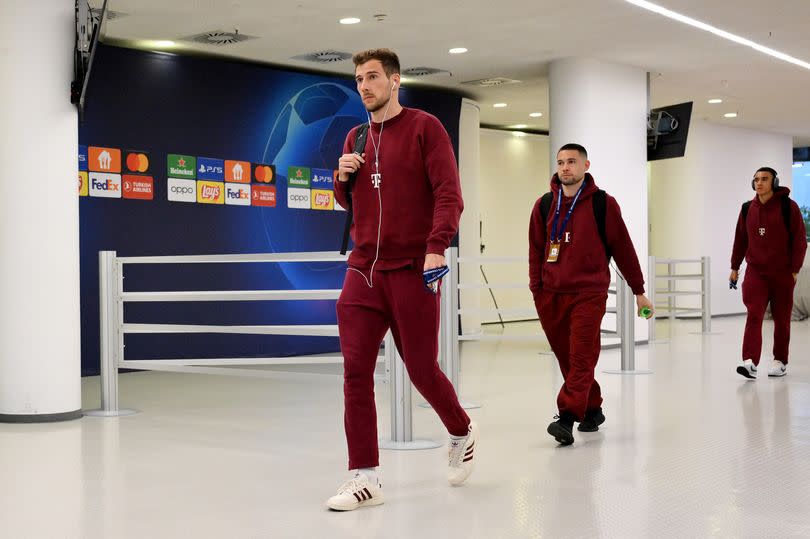 Bayern Munich players arrive at the Allianz Arena