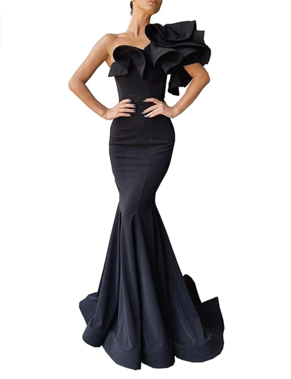 One-Shoulder Ruffled Prom Dress