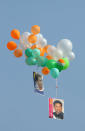 199 balloons were released in honour of the 199th test for Sachin Tendulkar of India during day three of the first Star Sports test match between India and The West Indies held at The Eden Gardens Stadium in Kolkata, India on the 8th November 2013. (BCCI Photo)