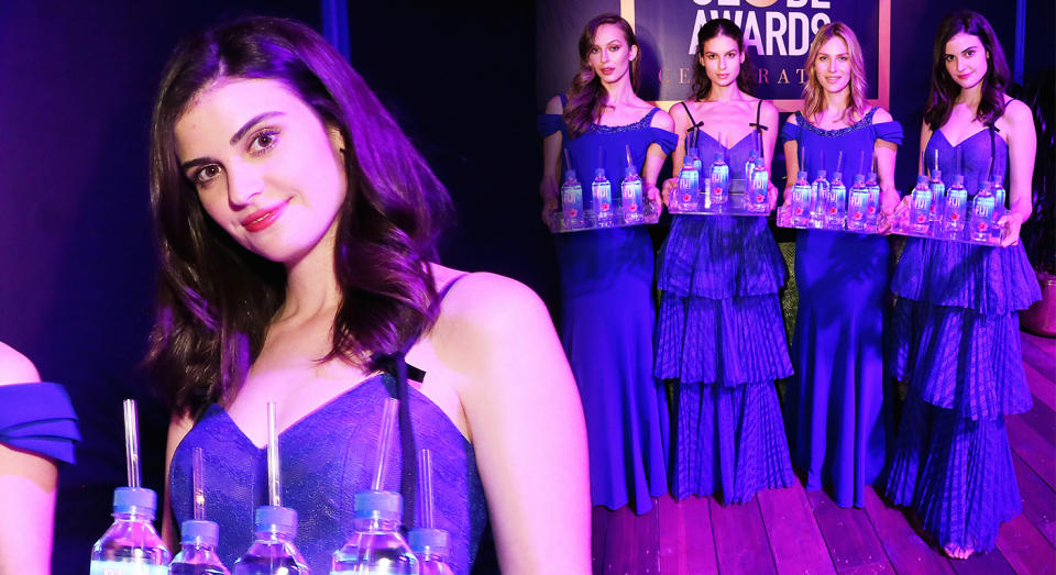 Fiji Water Girl was the star of the Golden Globes. [Photo: Getty]